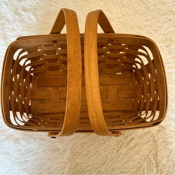 Longaberger Gathering Basket Signed LD1991 Double Swing Handles Maple 12W 5.5D - Picture 5 of 6